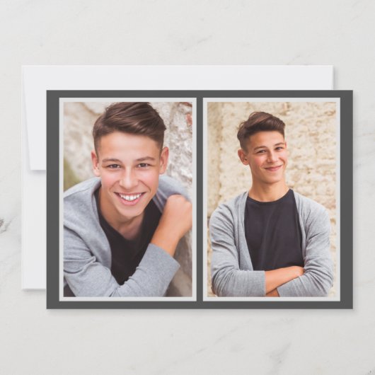 2024スタイリッシュ年モダン卒業写真のグレークラス 案内状 (裏面)