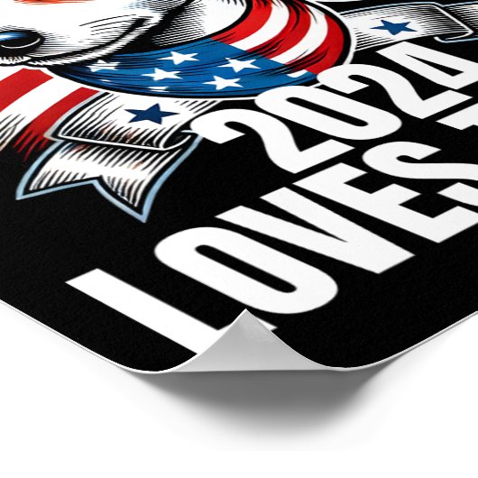 2024テリア犬アメリカ国旗も私の犬はトランプを愛している ポスター (角)