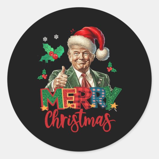 2024トランプ当選者選挙メリークリスマスおもしろいT ラウンドシール (正面)