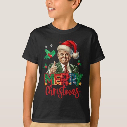 2024トランプ当選者選挙メリークリスマスおもしろいT Tシャツ (正面)
