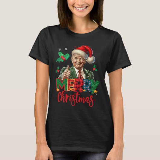 2024トランプ当選者選挙メリークリスマスおもしろいT Tシャツ (正面)