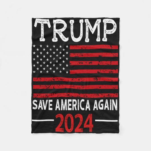 2024トランプ救アメリカ再び米国国旗 フリースブランケット (正面)