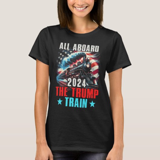 2024トランプ・トレイン米国国旗に乗って Tシャツ (正面)