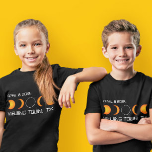 2024トータル太陽のEclipseカスタムの町と州 Tシャツ