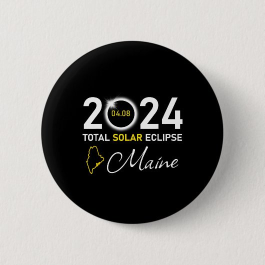 2024トータル太陽のEclipseメイン州 缶バッジ (正面)