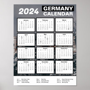 2024ドイツ暦（英語）   Pdfのダウンロード ポスター