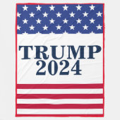 2024ドナルドトランプ米国国旗の白と青 フリースブランケット (正面)