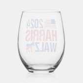 2024ハリス・ウォルツ民主党議員のドンキー選挙 ステムなしワイングラス (裏面)