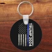2024バック青い薄い青いライン警察アメリカ人 キーホルダー (正面)