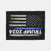 2024バック青い薄い青いライン警察アメリカ人 フリースブランケット (正面(横))