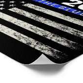 2024バック青い薄い青いライン警察アメリカ人 ポスター (角)