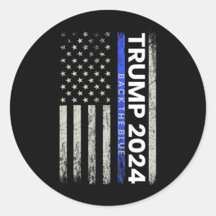 2024バック青い薄い青いライン警察アメリカ人 ラウンドシール