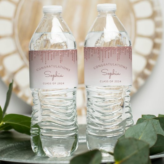 2024バラ金ゴールドグリッタードリップ卒業パーティー ペットボトルラベル