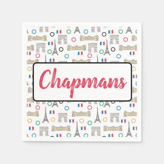 2024パリフランスゲームズ夏パーソナライズされた スタンダードカクテルナプキン (正面)