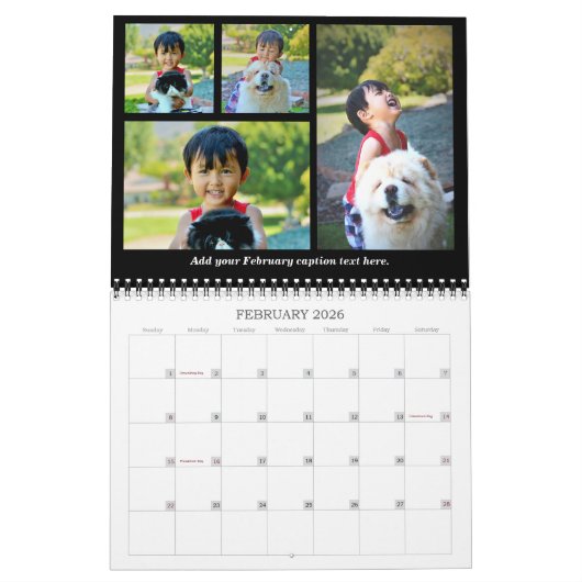 2024パーソナライズされたカスタムフォトコラージカレンダー カレンダー (2月 2026)