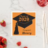 2024パーソナライズされた年オレンジブラックのクラス スタンダードカクテルナプキン (インサイチュ)