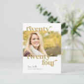 2024パーソナライズされた年モダン写真卒業クラス ポストカード (スタンド正面)