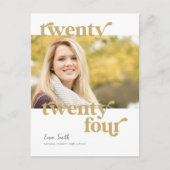 2024パーソナライズされた年モダン写真卒業クラス ポストカード (正面)