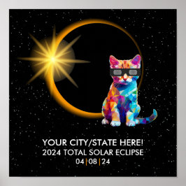 2024パーソナライズされた年太陽のEclipseお土産おもしろい猫 ポスター
