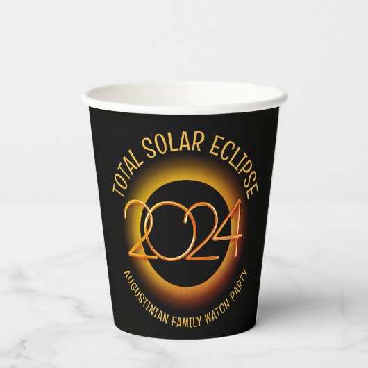 2024パーソナライズされた年皆既食太陽の 紙コップ (裏面)
