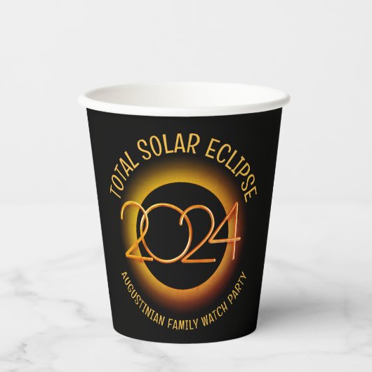 2024パーソナライズされた年皆既食太陽の 紙コップ (正面)