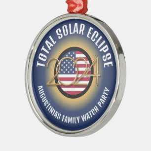 2024パーソナライズされた ECLIPSE USA太陽の(合計) メタルオーナメント