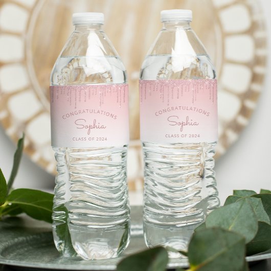 2024ピンクグリッタードリップ卒業パーティー ペットボトルラベル