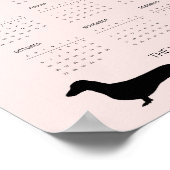 2024ピンクダッ淡い色のシュントのシルエットカレンダー ポスター (角)