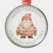 2024ピンクパーソナライズされたサンタ格言メリークリスマス メタルオーナメント (正面)