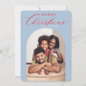 2024ファミリーフォトカードクリスマスアーチフレームブルー 案内状 (正面)