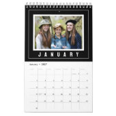 2024ファミリー名写真白黒 カレンダー (1月 2027)