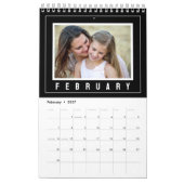 2024ファミリー名写真白黒 カレンダー (2月 2027)
