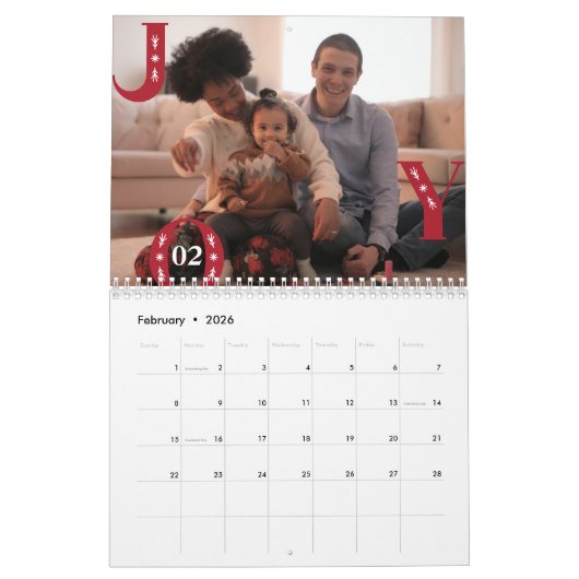 2024フェスティバルカスタム写真ジョイ・クリスマスファミリー カレンダー (2月 2026)