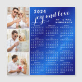 2024フォトカレンダー冷蔵庫用マグネット青と白 (正面)