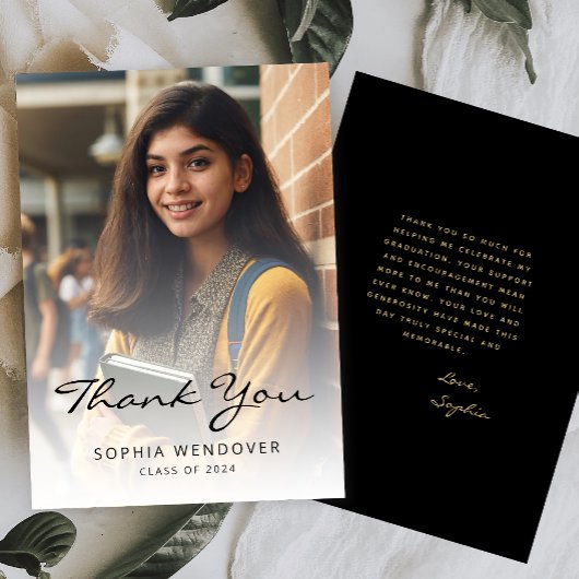 2024フォトクラシックモダン金ゴールド サンキューカード