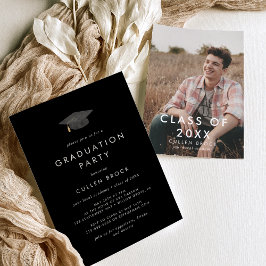 2024フォトグラードパーティーのシックなブラックグラードキャップクラス 招待状
