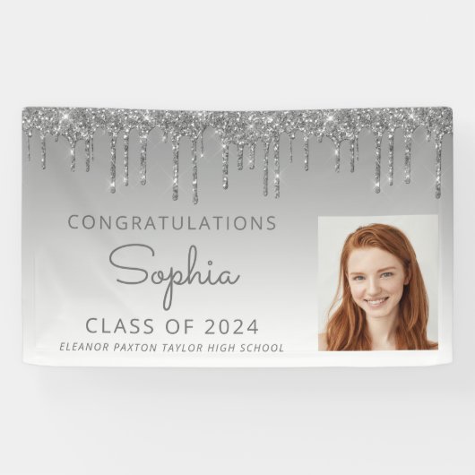 2024フォトシルバーグリッタードリップ卒業 横断幕 (横)