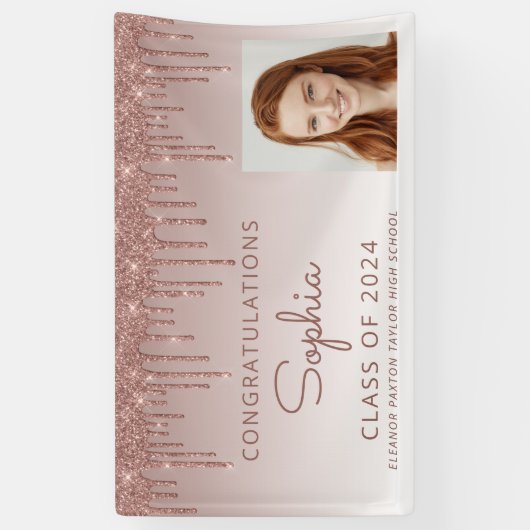 2024フォトバラ金ゴールドグリッター点滴卒業 横断幕 (縦)