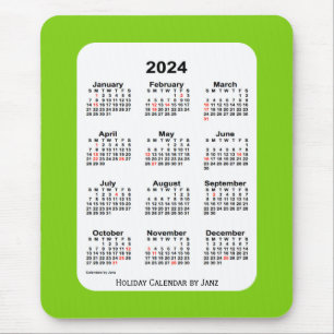 2024ホリデーイエローグリーンカレンダーバイジャン マウスパッド