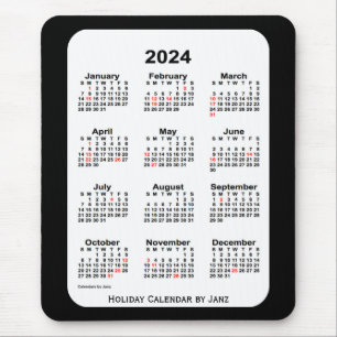 2024ホリデーツートーンブラックカレンダーbyヤンツ マウスパッド