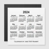 2024ホワイトカレンダーby Janz 5x5マグネット (正面/裏面)