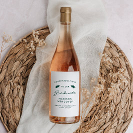 2024ホワイトグリーンスクリプトキャップ卒業 ワインラベル