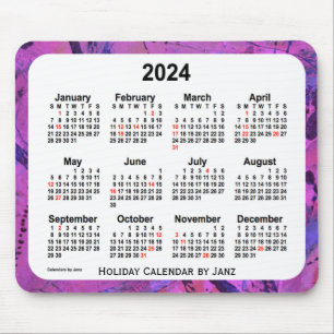 2024マゼンタホリデーアートカレンダーバイジャン マウスパッド