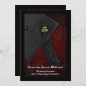 2024マルーンレッドタッセルチャーム卒業 招待状 (正面/裏面)