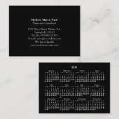 2024ミニポケットカレンダー日曜日スタートブラック 名刺 (正面/裏面)