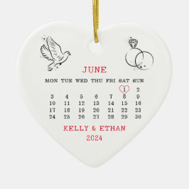2024ミニマル結婚年結婚した日付 セラミックオーナメント