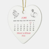 2024ミニマル結婚年結婚した日付 セラミックオーナメント (左)