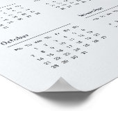 2024モダンエレガント年カレンダー白黒 ポスター (角)