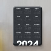 2024モダンエレガント年カレンダー白黒 マグネット
