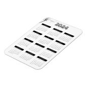 2024モダンエレガント年カレンダー白黒 マグネット (左側)